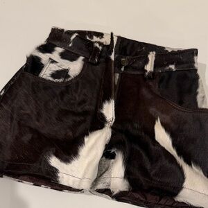 Cow Print Fur Shorts